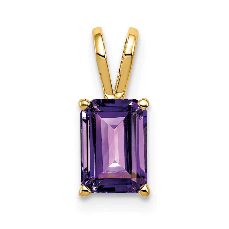 14K Yellow Gold 8x6mm Emerald Cut Amethyst pendant