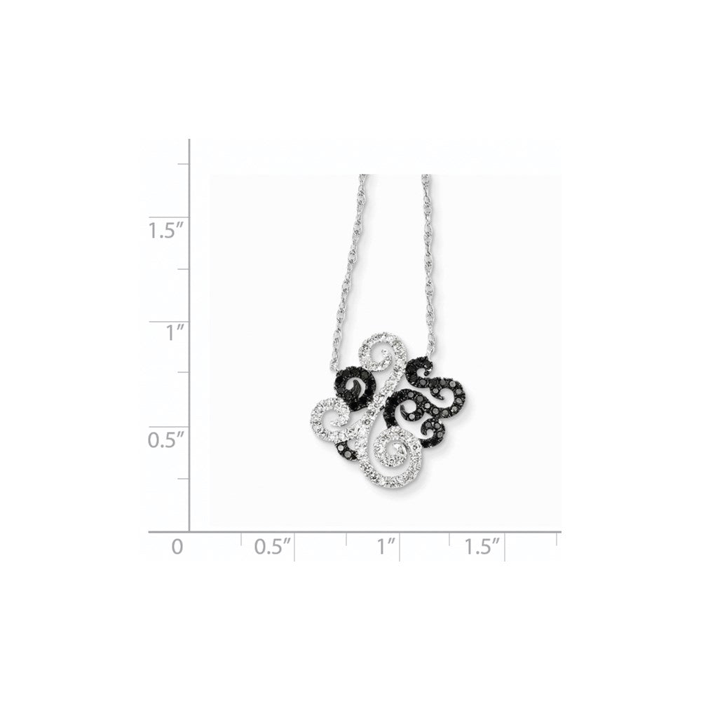 14k White Gold w/ Black and White Real Diamond Fancy Pendant