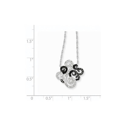 14k White Gold w/ Black and White Real Diamond Fancy Pendant