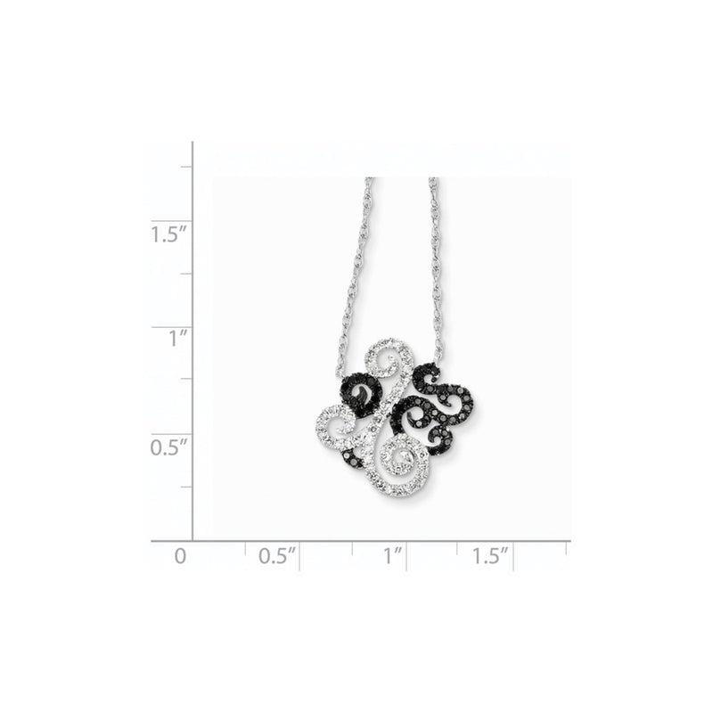 14k White Gold w/ Black and White Real Diamond Fancy Pendant