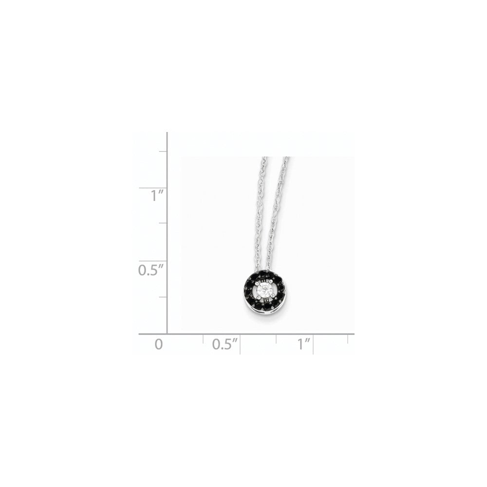 14k White Gold w/ Black and White Real Diamond Circle Pendant