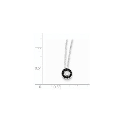 14k White Gold w/ Black and White Real Diamond Circle Pendant