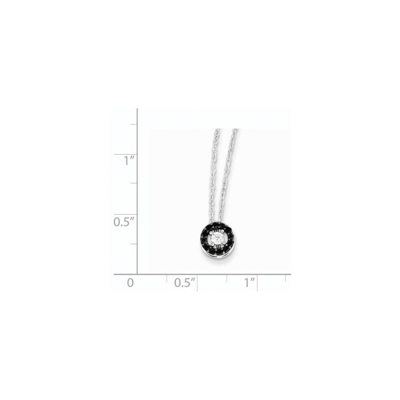 14k White Gold w/ Black and White Real Diamond Circle Pendant