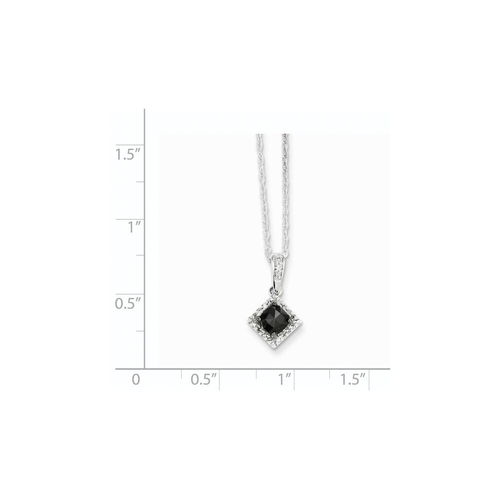 14k White Gold w/ Black and White Real Diamond Pendant