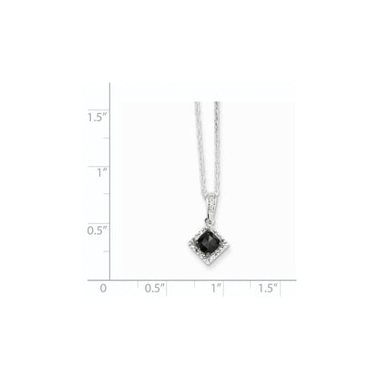14k White Gold w/ Black and White Real Diamond Pendant