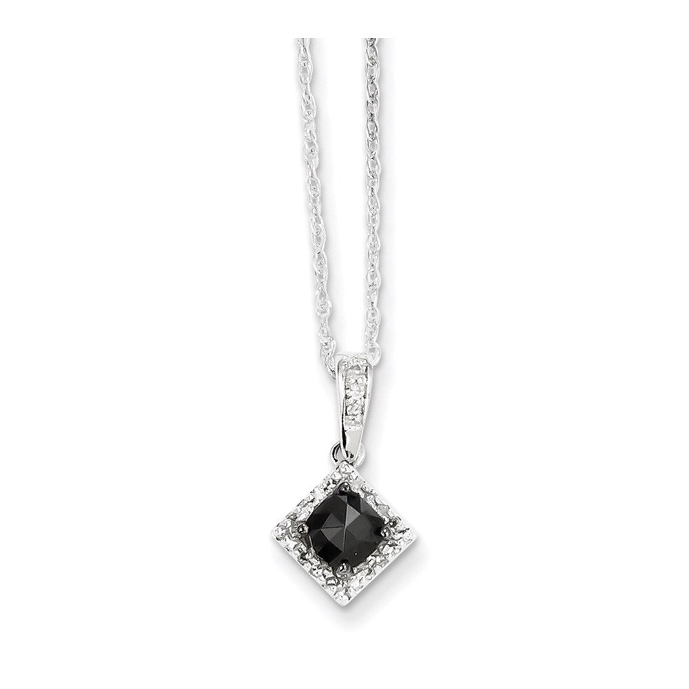 14k White Gold w/ Black and White Real Diamond Pendant
