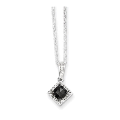 14k White Gold w/ Black and White Real Diamond Pendant