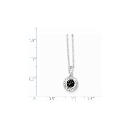 14k White Gold w/ Black and White Real Diamond Circle Pendant