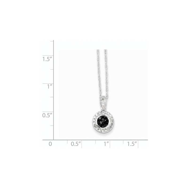 14k White Gold w/ Black and White Real Diamond Circle Pendant