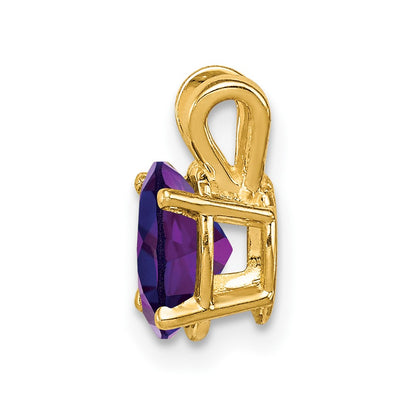14K Yellow Gold 7x5mm Oval Amethyst Checker pendant