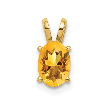 14K Yellow Gold 7x5mm Oval Citrine pendant