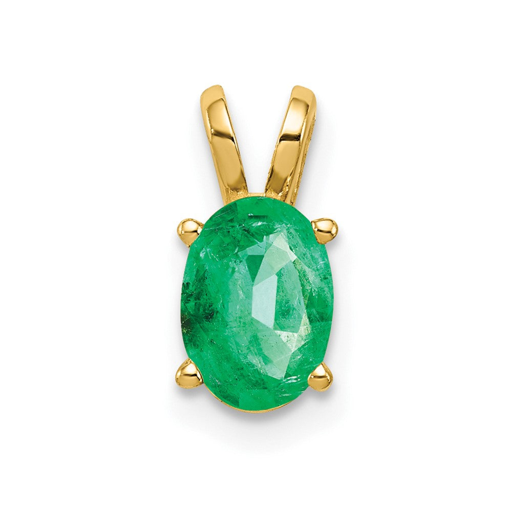 14K Yellow Gold 7x5mm Oval Emerald pendant