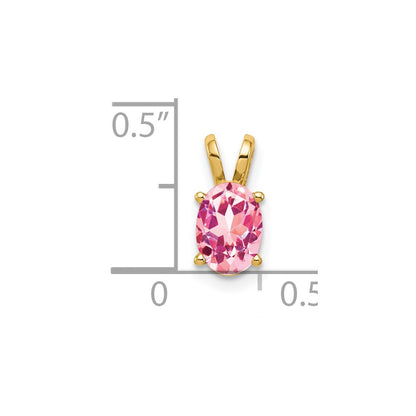 14k Yellow Gold 7x5mm Oval Pink Tourmaline pendant