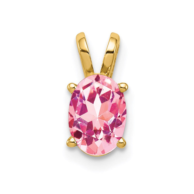 14k Yellow Gold 7x5mm Oval Pink Tourmaline pendant