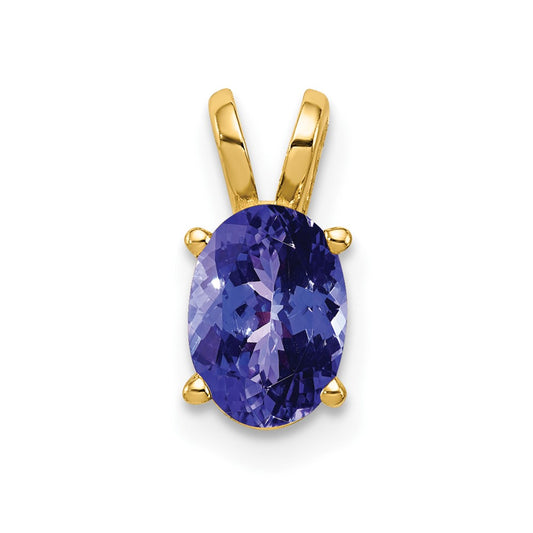 14k Yellow Gold 7x5mm Oval Tanzanite pendant