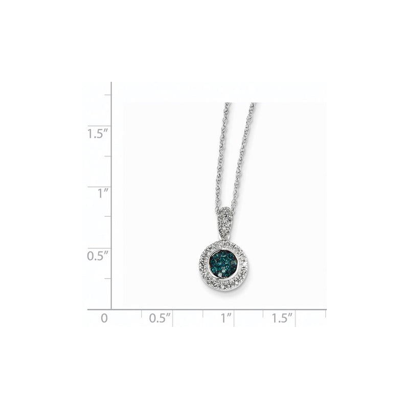 14k White Gold w/ Blue and White Diamond Circle Pendant