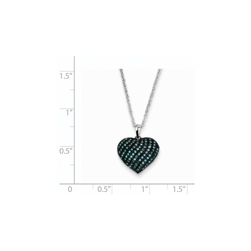 14k White Gold w/ Blue Diamond Heart Pendant