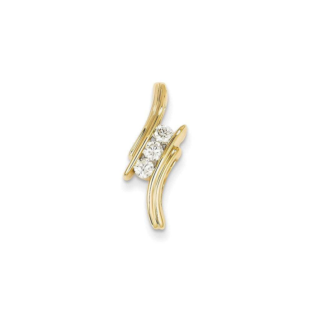 14K Yellow Gold Real Diamond Chain Slide