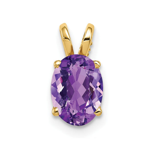 14K Yellow Gold 8x6mm Oval Amethyst Checker pendant