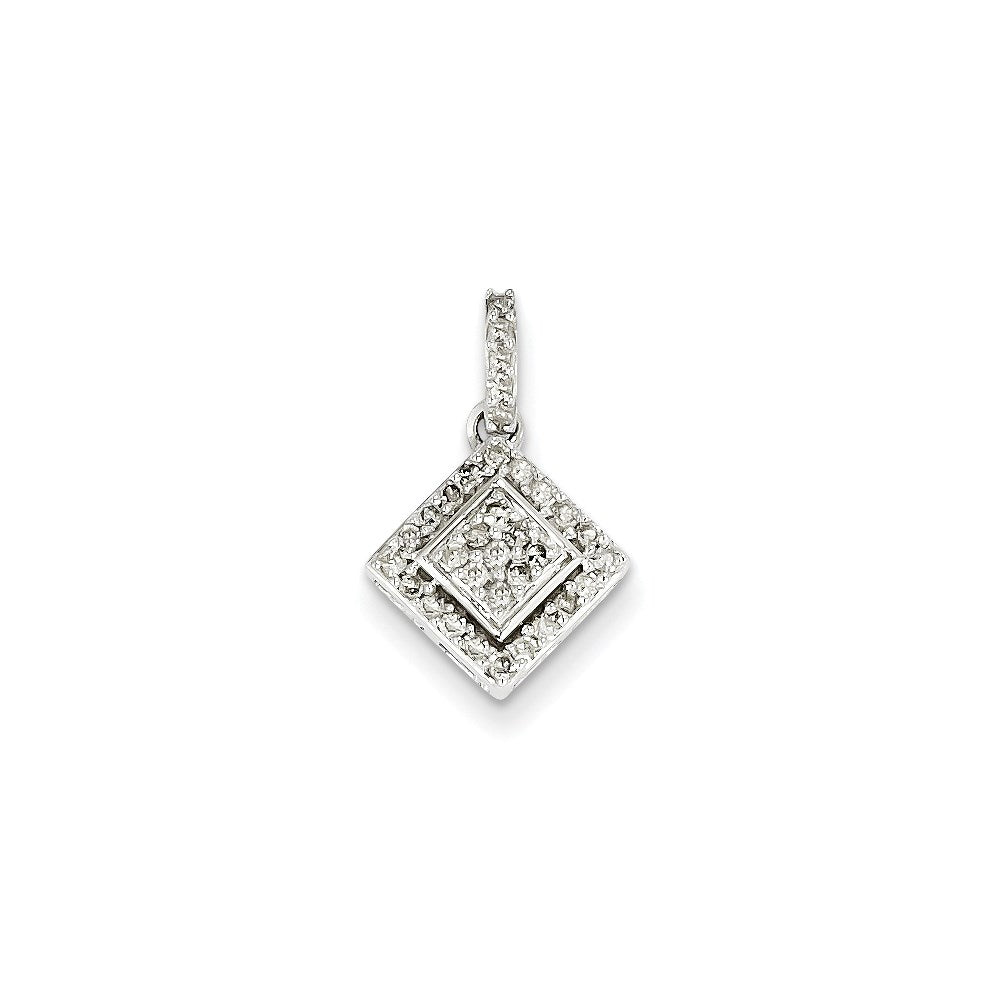 14K White Gold Real Diamond & Cluster Pendant