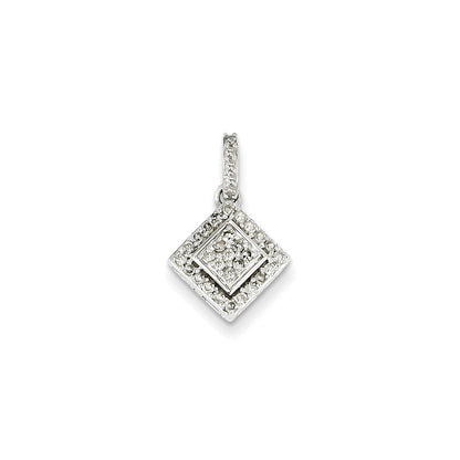 14K White Gold Real Diamond & Cluster Pendant