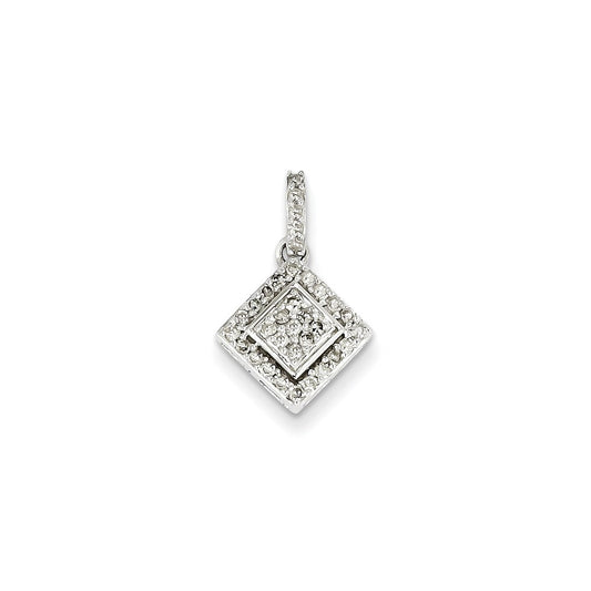 14K White Gold Real Diamond & Cluster Pendant