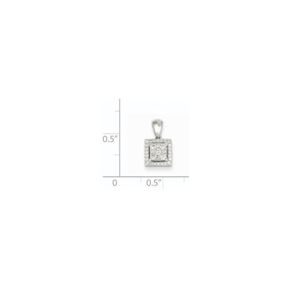 14k White Gold Diamond Square Pendant