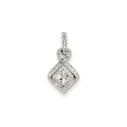 14K White Gold Real Diamond & Cluster Pendant
