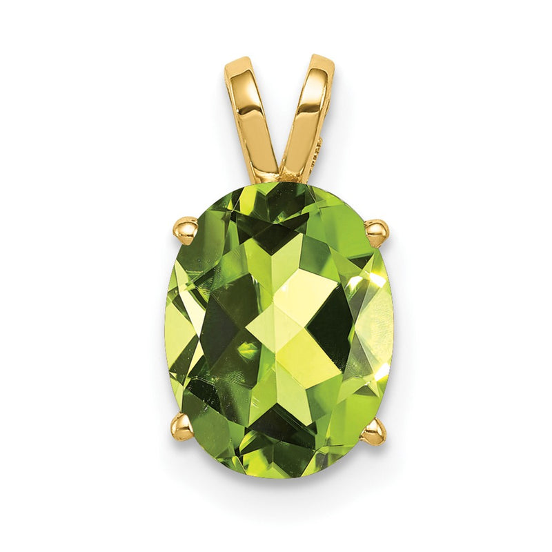 14K Yellow Gold 9x7mm Oval Peridot pendant