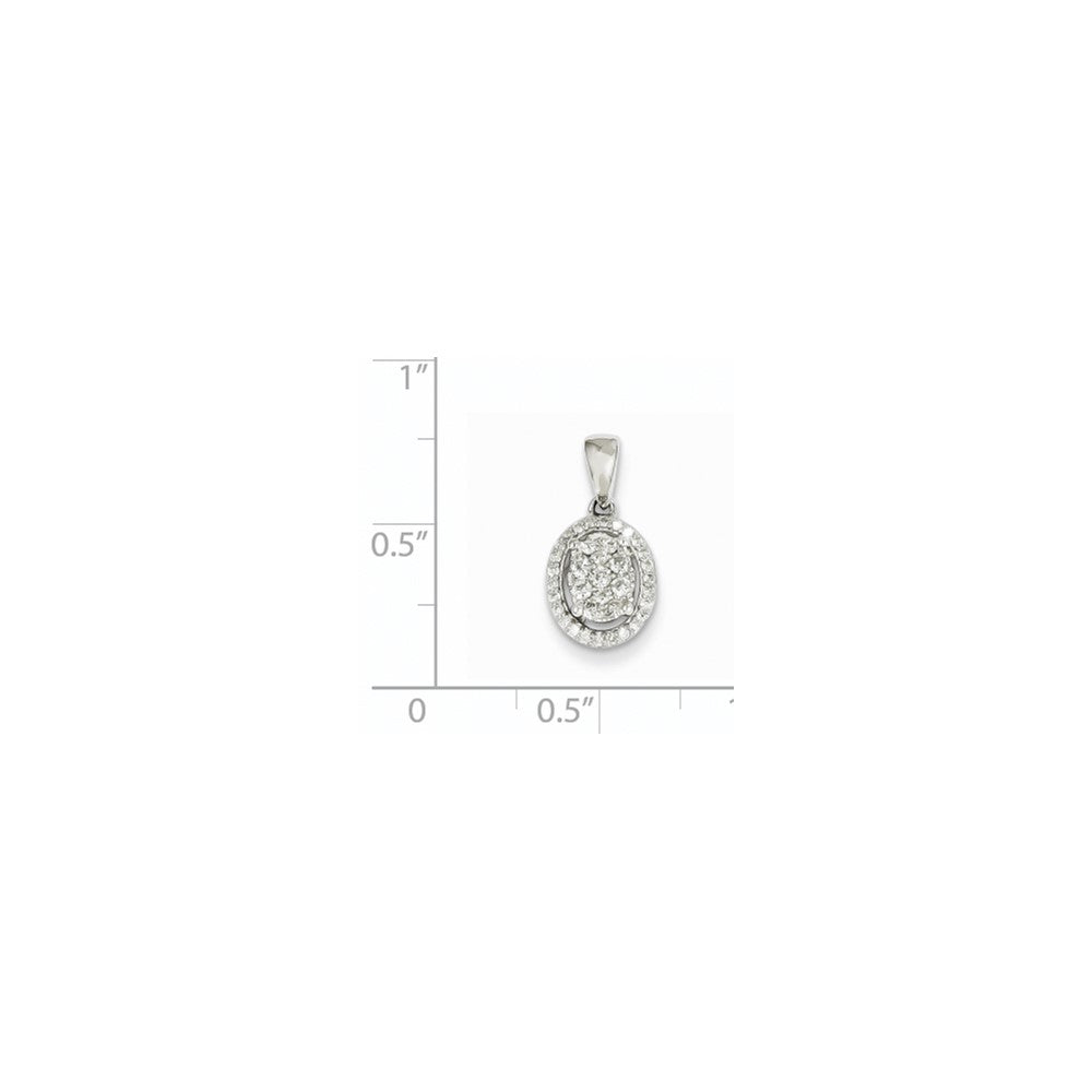 14k White Gold Real Diamond Oval Pendant