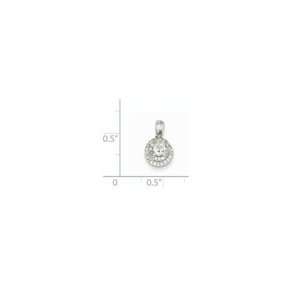 14k White Gold Real Diamond Round Pendant