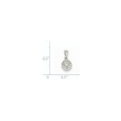 14k White Gold 0.13ct Real Diamond Round Pendant