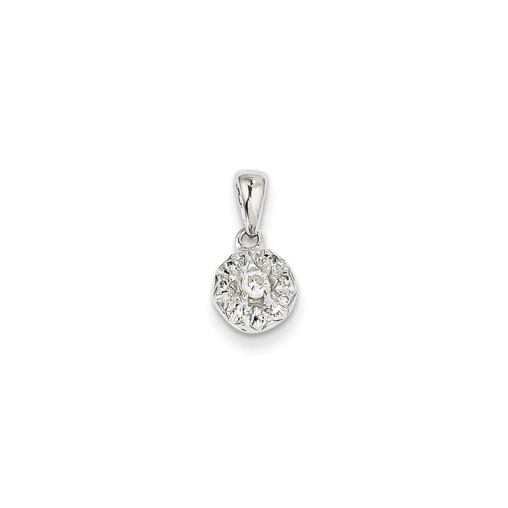14k White Gold 0.13ct Real Diamond Round Pendant