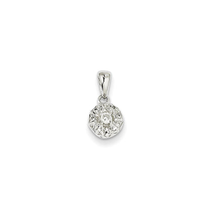 14k White Gold 0.13ct Real Diamond Round Pendant