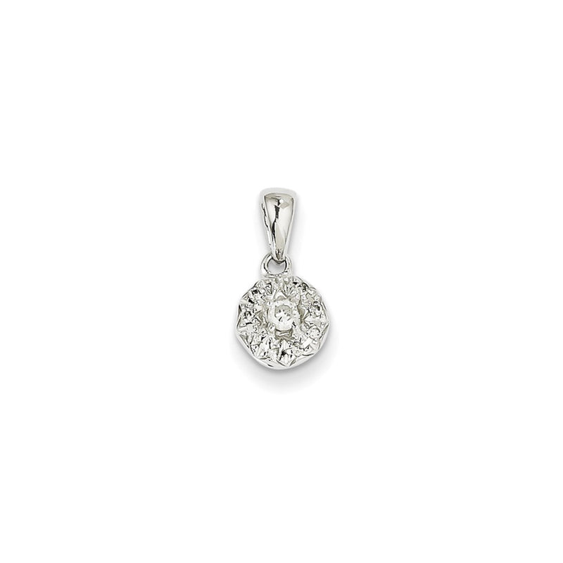 14k White Gold 0.13ct Real Diamond Round Pendant