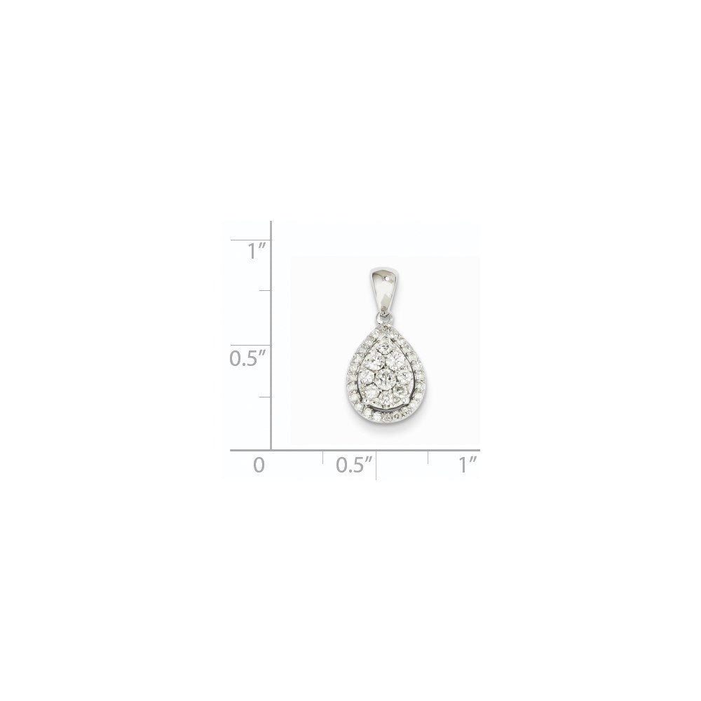 14k White Gold Real Diamond Teardrop Pendant
