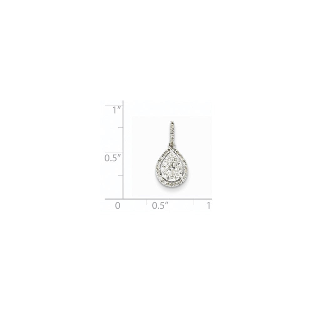 14K White Gold Real Diamond Pear Shape Pendant