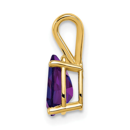 14K Yellow Gold 8x5mm Pear Amethyst Checker pendant