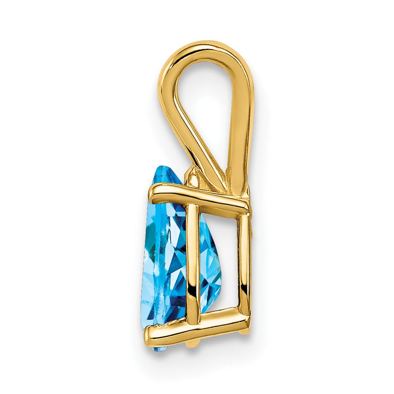 14K Yellow Gold 8x5mm Pear Blue Topaz pendant