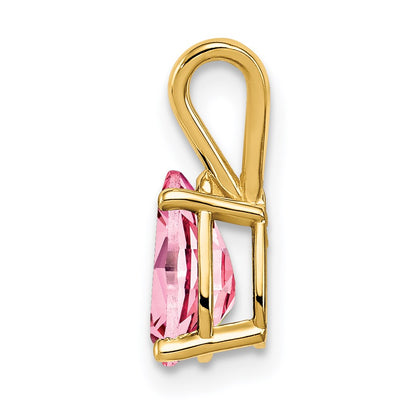 14k Yellow Gold 8x5mm Pear Pink Tourmaline pendant