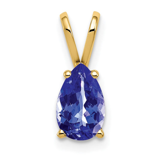 14k Yellow Gold 8x5mm Pear Tanzanite pendant