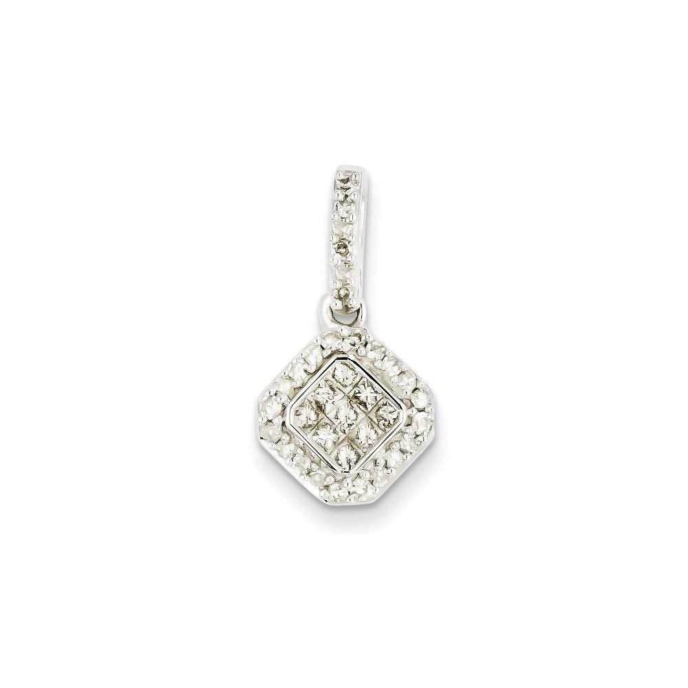 14K White Gold Real Diamond Pendant