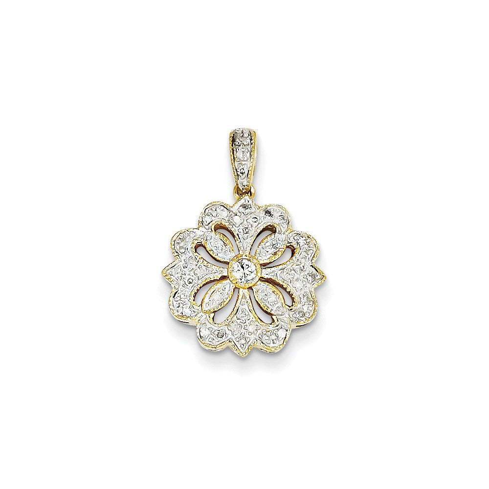 14k Yellow Gold Diamond Circle Pendant