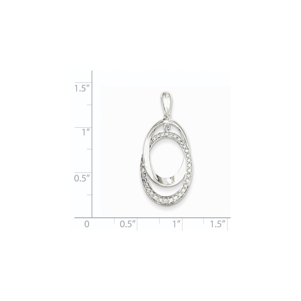 14K White Gold Diamond Oval Pendant