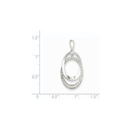14K White Gold Diamond Oval Pendant