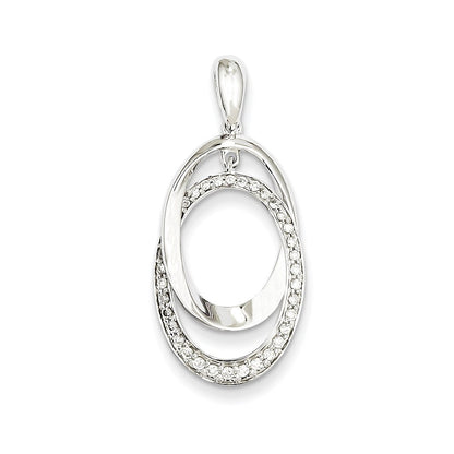 14K White Gold Diamond Oval Pendant