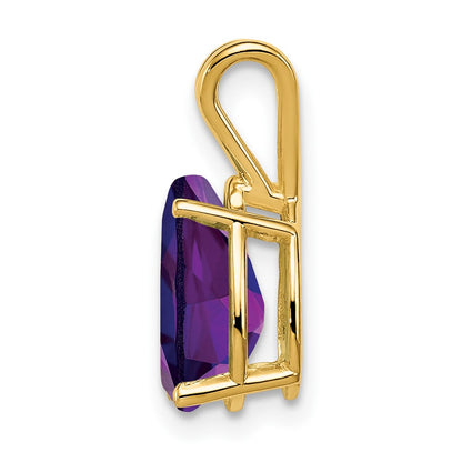 14K Yellow Gold 10x7mm Pear Amethyst Checker pendant