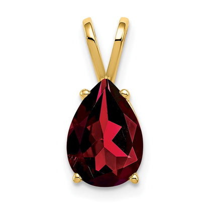 14K Yellow Gold 10x7mm Pear Garnet Checker pendant