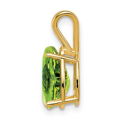 14K Yellow Gold 10x7mm Pear Peridot Checker pendant