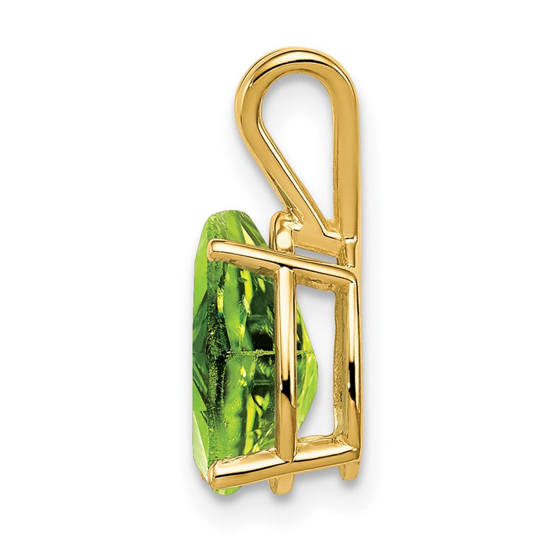 14K Yellow Gold 10x7mm Pear Peridot Checker pendant